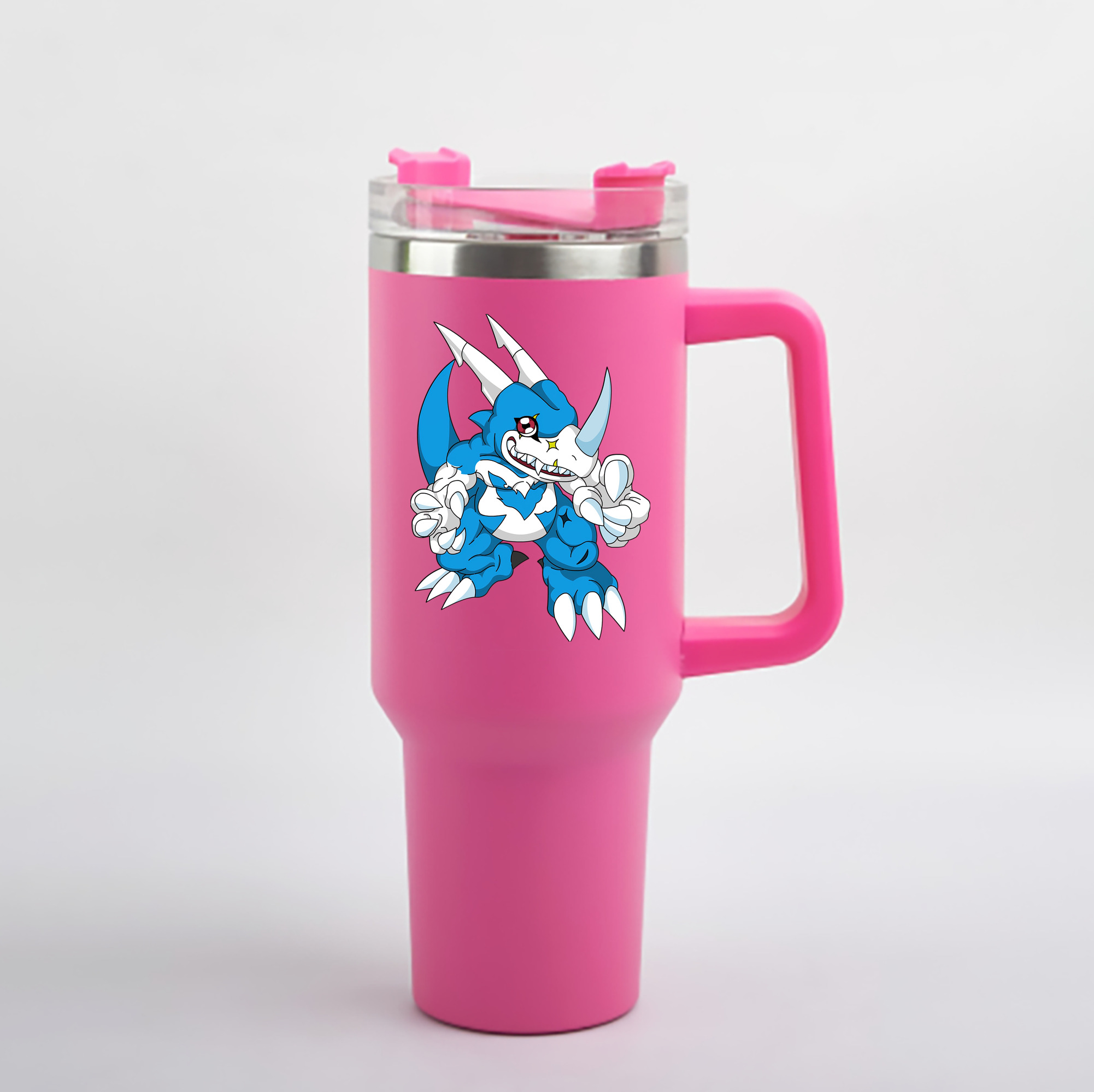 （画像用） Digimon デジタルモンスター/デジモン 1200mL車用タンブラー - クリスタルステッカー（プラスチックストロー付き）